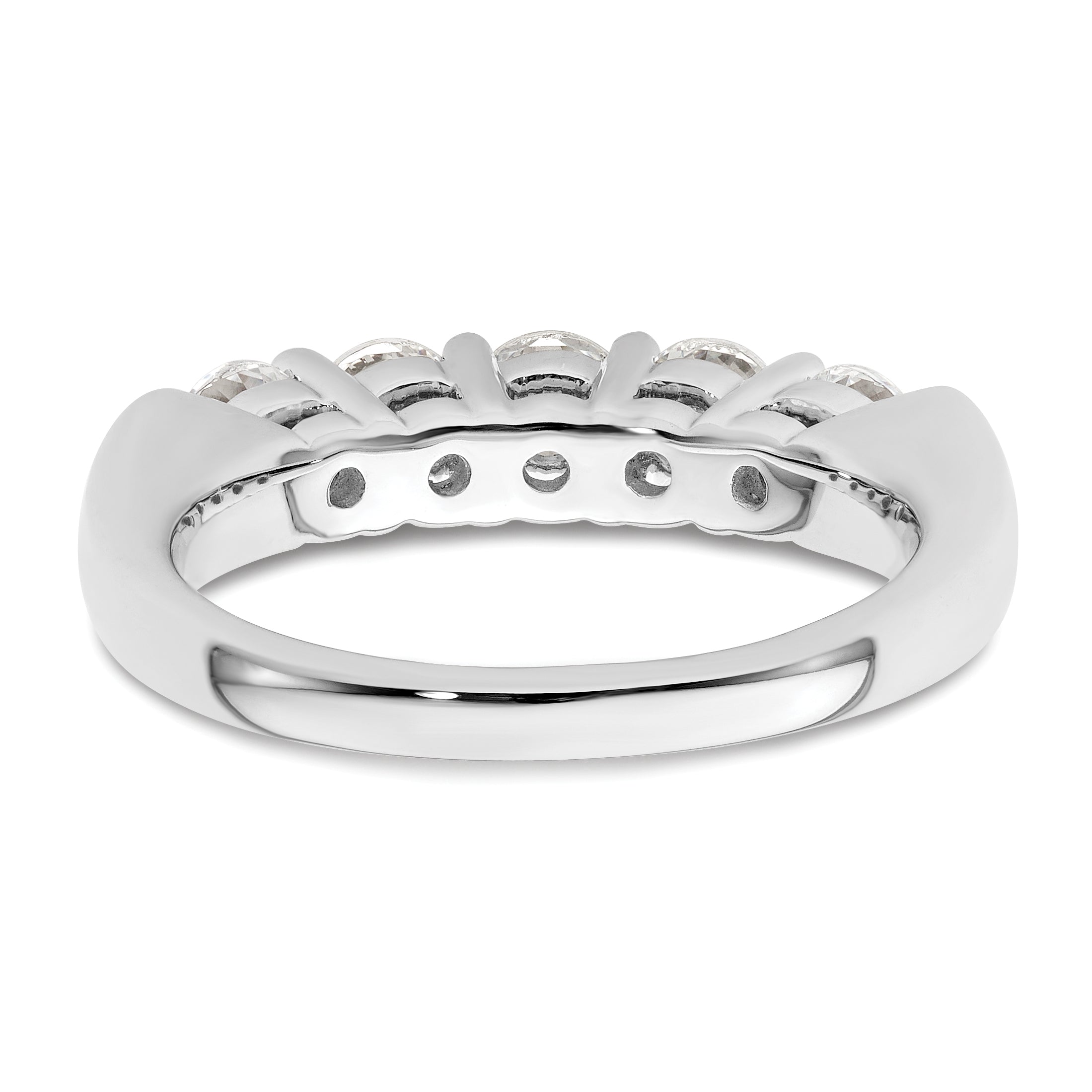 1.25ct. CZ Solid Real 14K White Gold 5-Stone Wedding Band Ring