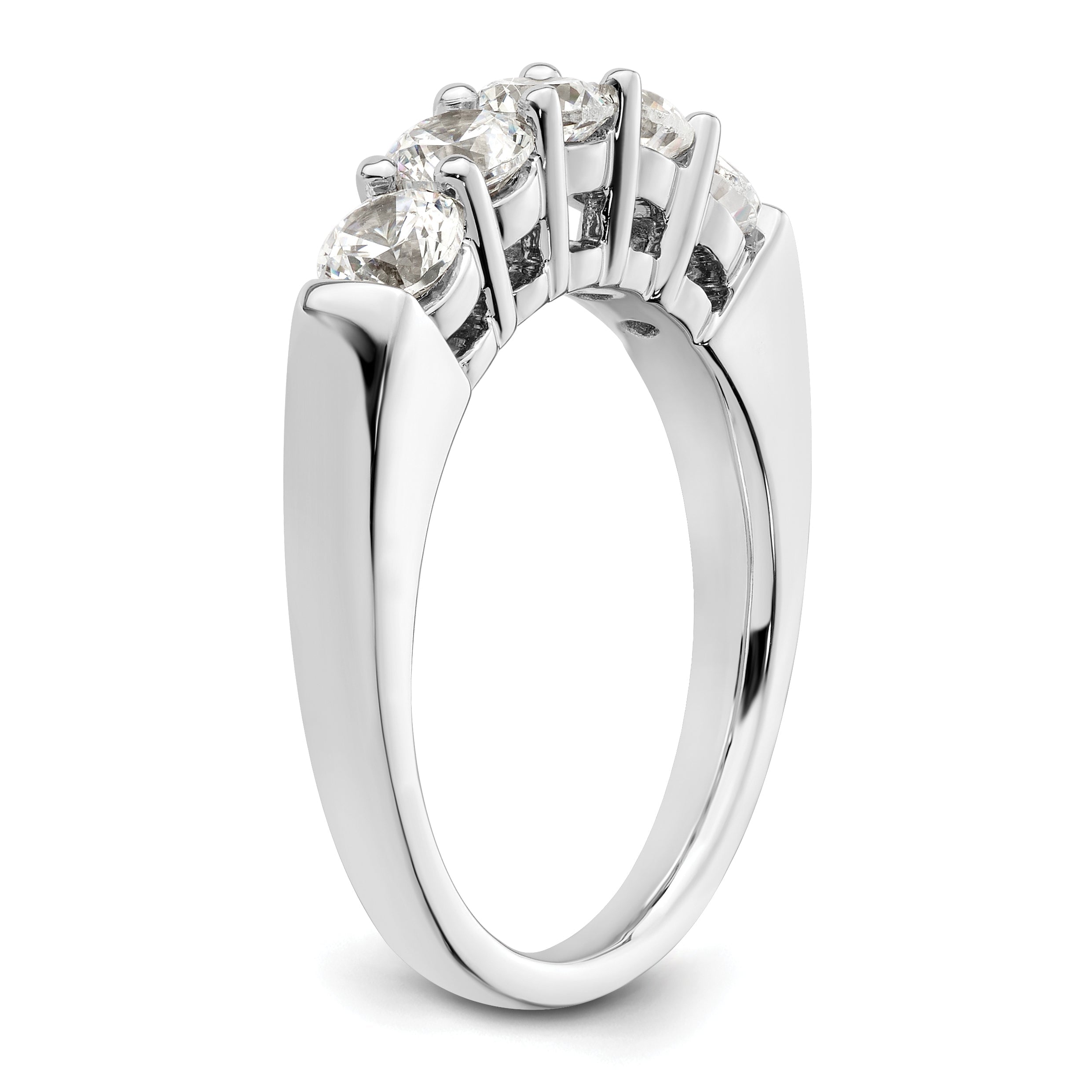 1.25ct. CZ Solid Real 14K White Gold 5-Stone Wedding Band Ring