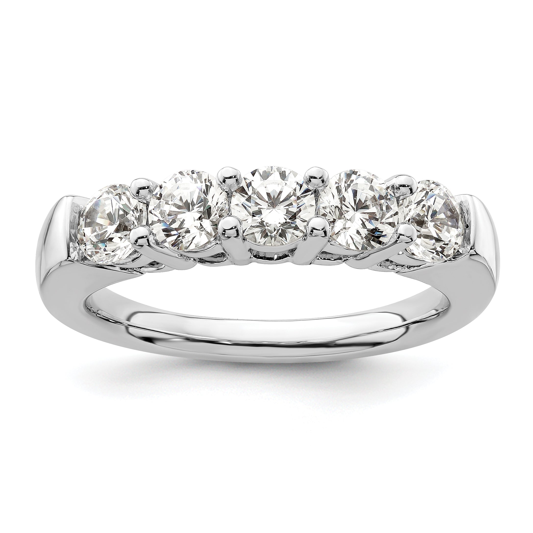 1.25ct. CZ Solid Real 14K White Gold 5-Stone Wedding Band Ring