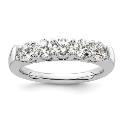 1.25ct. CZ Solid Real 14K White Gold 5-Stone Wedding Band Ring