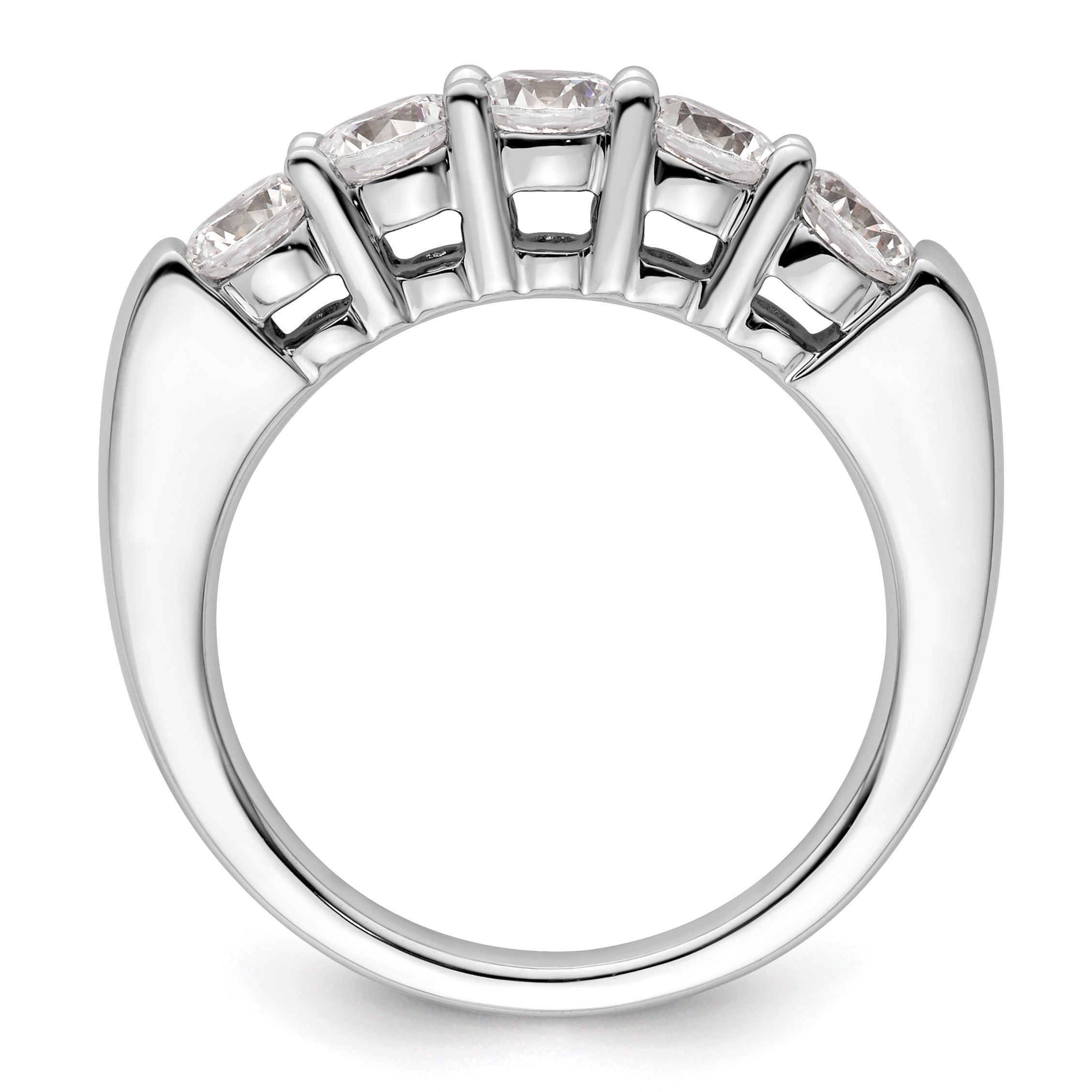 1.50ct. CZ Solid Real 14K White Gold 5-Stone Wedding Band Ring
