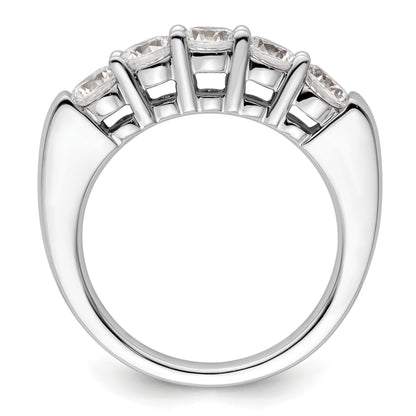 1.50ct. CZ Solid Real 14K White Gold 5-Stone Wedding Band Ring