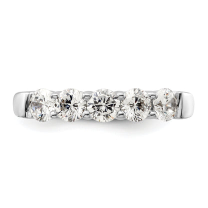 1.50ct. CZ Solid Real 14K White Gold 5-Stone Wedding Band Ring