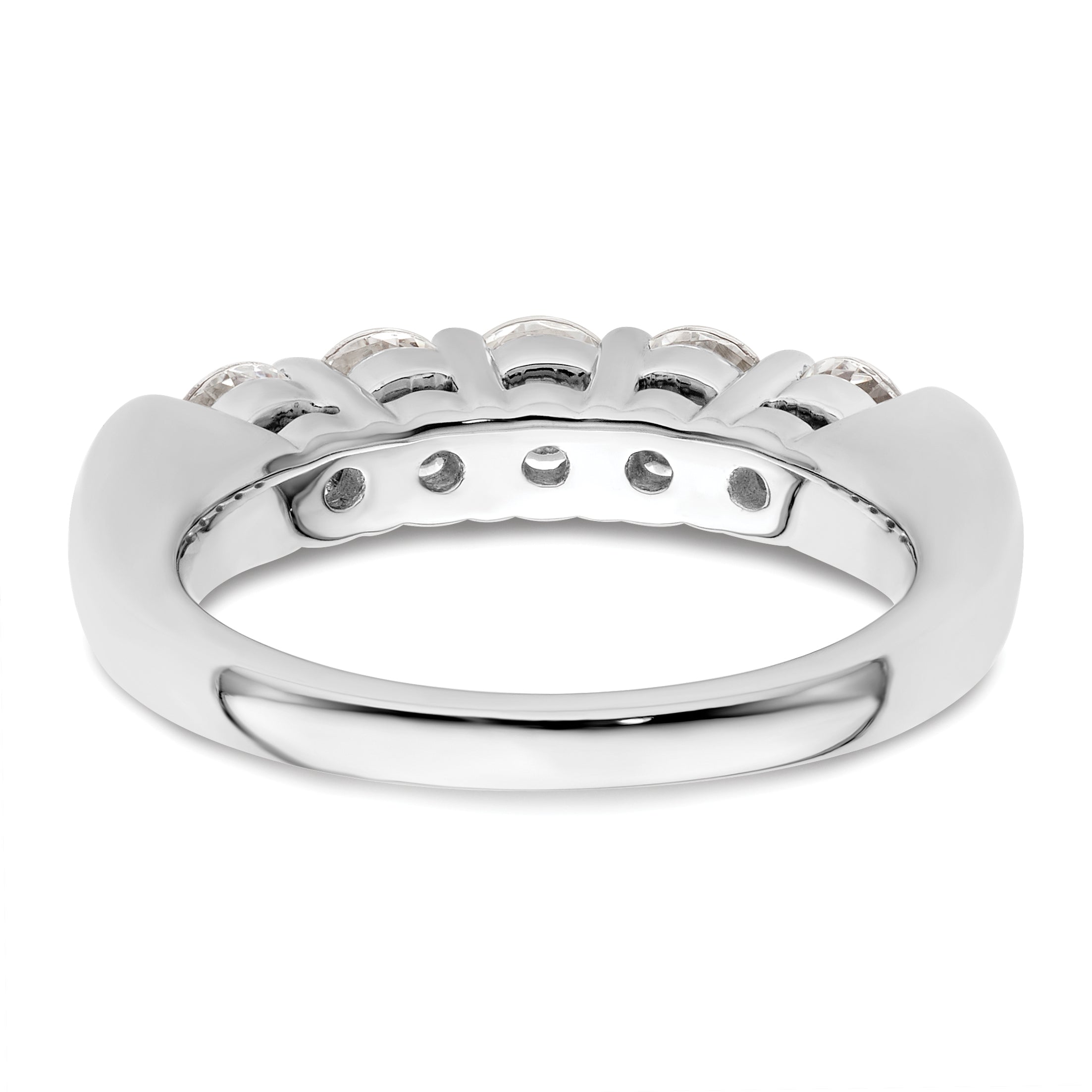 1.50ct. CZ Solid Real 14K White Gold 5-Stone Wedding Band Ring