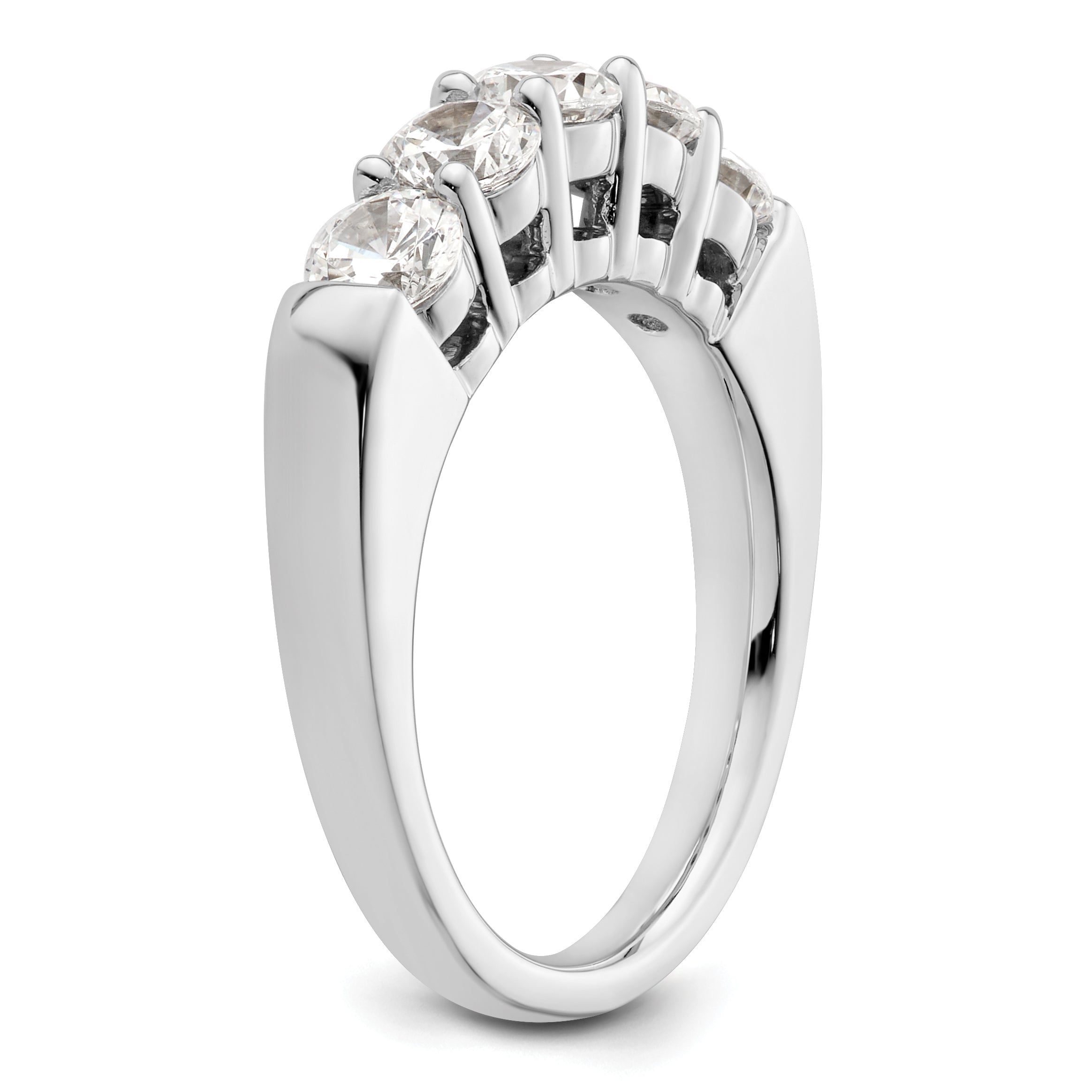 1.50ct. CZ Solid Real 14K White Gold 5-Stone Wedding Band Ring