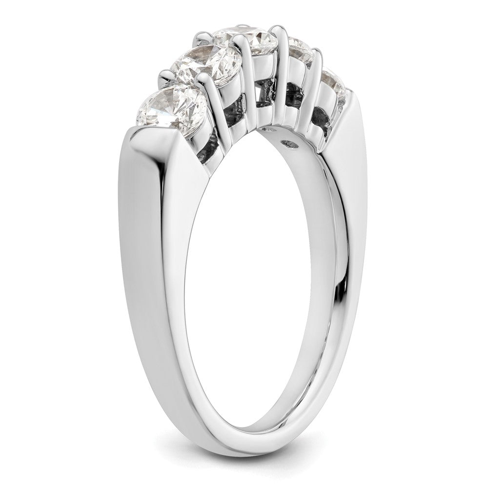 14K White Gold 5-Stone Real Diamond Band