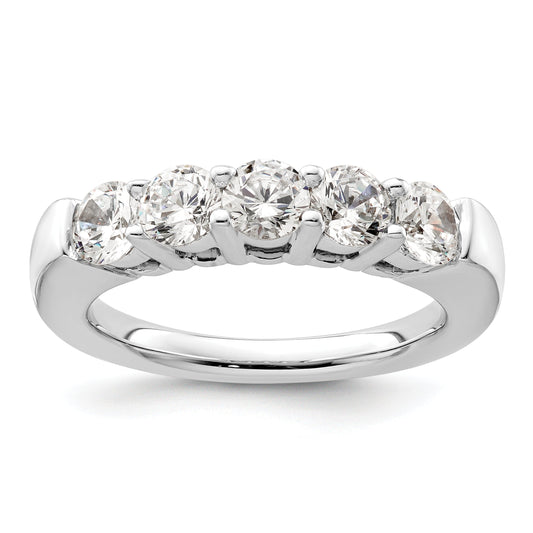 1.50ct. CZ Solid Real 14K White Gold 5-Stone Wedding Band Ring