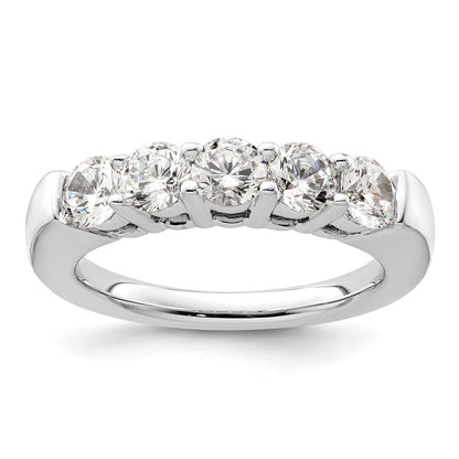 14K White Gold 5-Stone Real Diamond Band