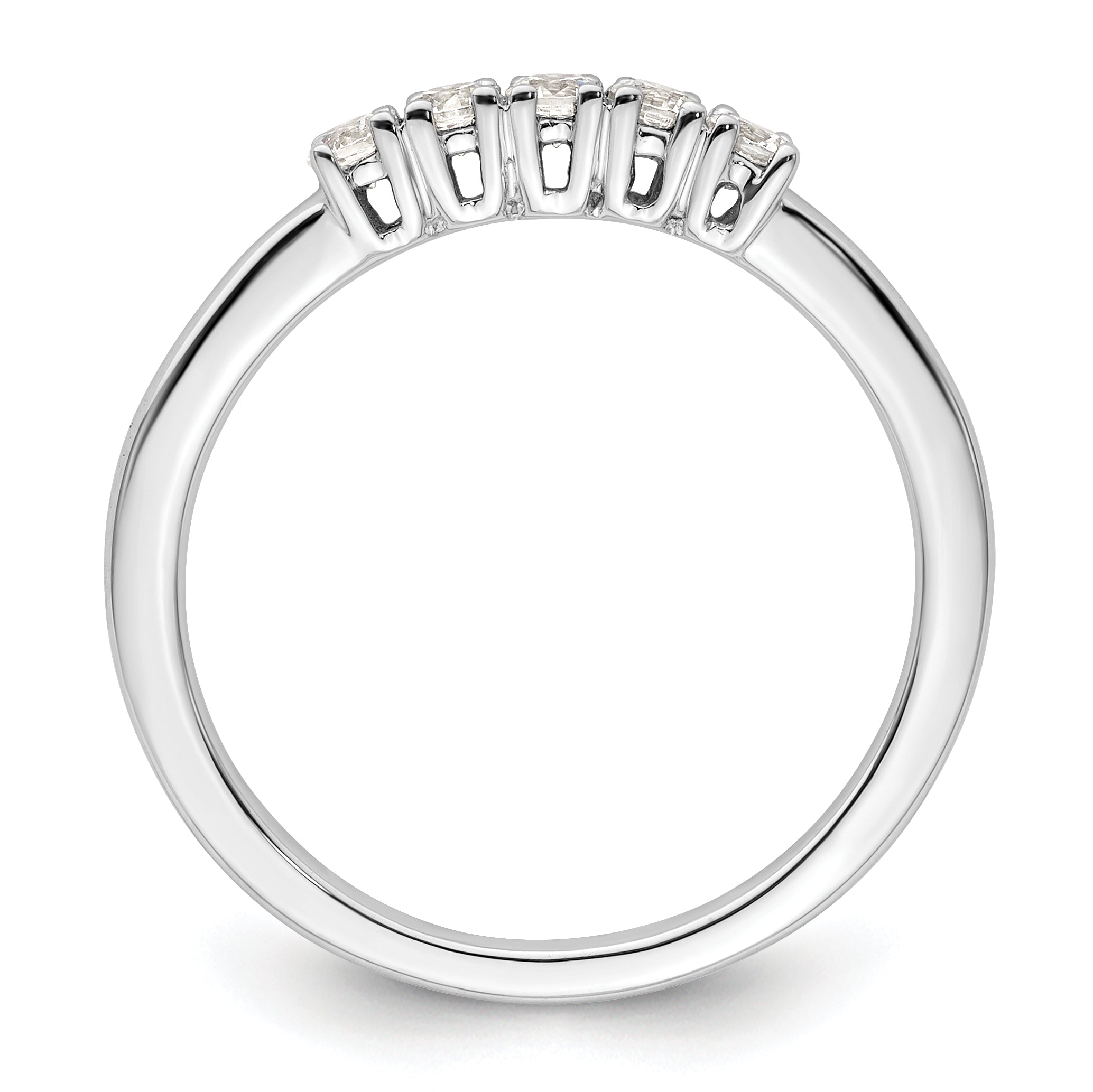 0.25ct. CZ Solid Real 14K White Gold 5-Stone Wedding Band Ring