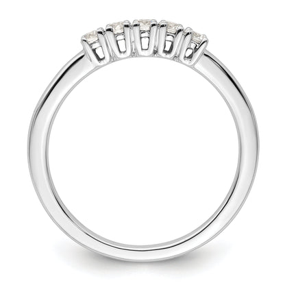 0.25ct. CZ Solid Real 14K White Gold 5-Stone Wedding Band Ring