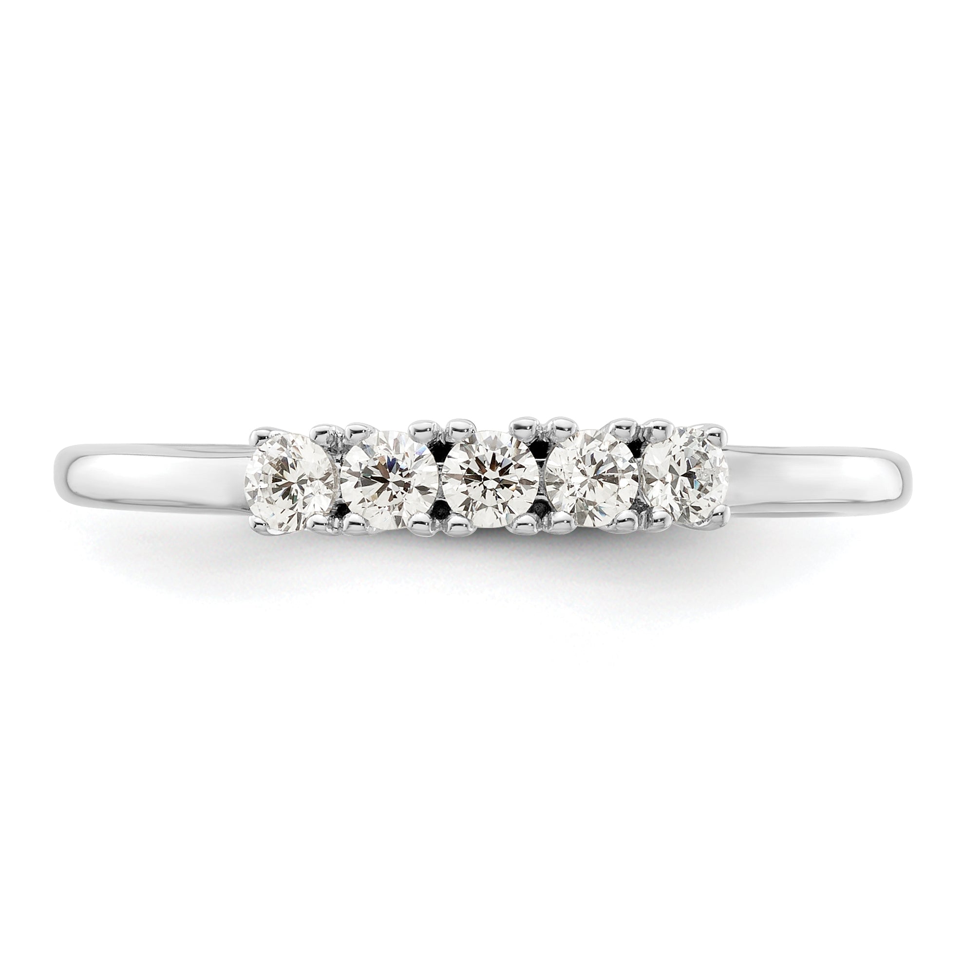 0.25ct. CZ Solid Real 14K White Gold 5-Stone Wedding Band Ring
