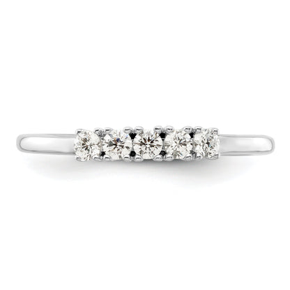 0.25ct. CZ Solid Real 14K White Gold 5-Stone Wedding Band Ring