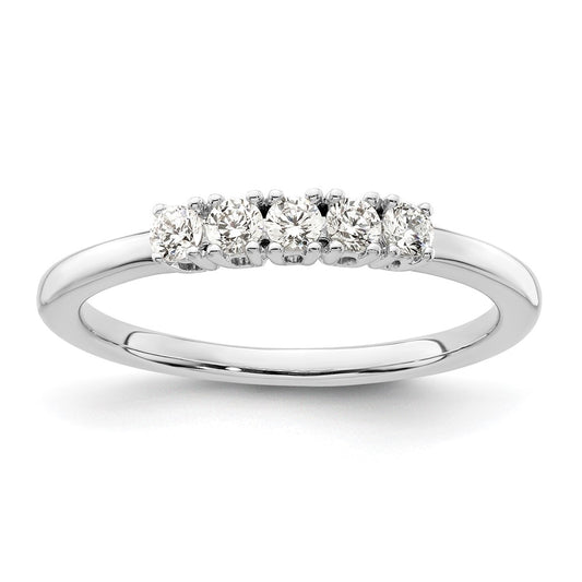 0.25ct. CZ Solid Real 14K White Gold 5-Stone Wedding Band Ring