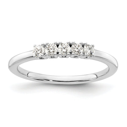 0.25ct. CZ Solid Real 14K White Gold 5-Stone Wedding Band Ring