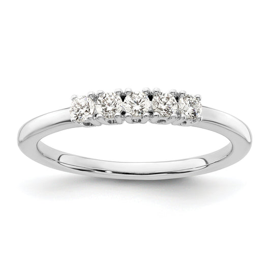 0.25ct. CZ Solid Real 14K White Gold 5-Stone Wedding Band Ring