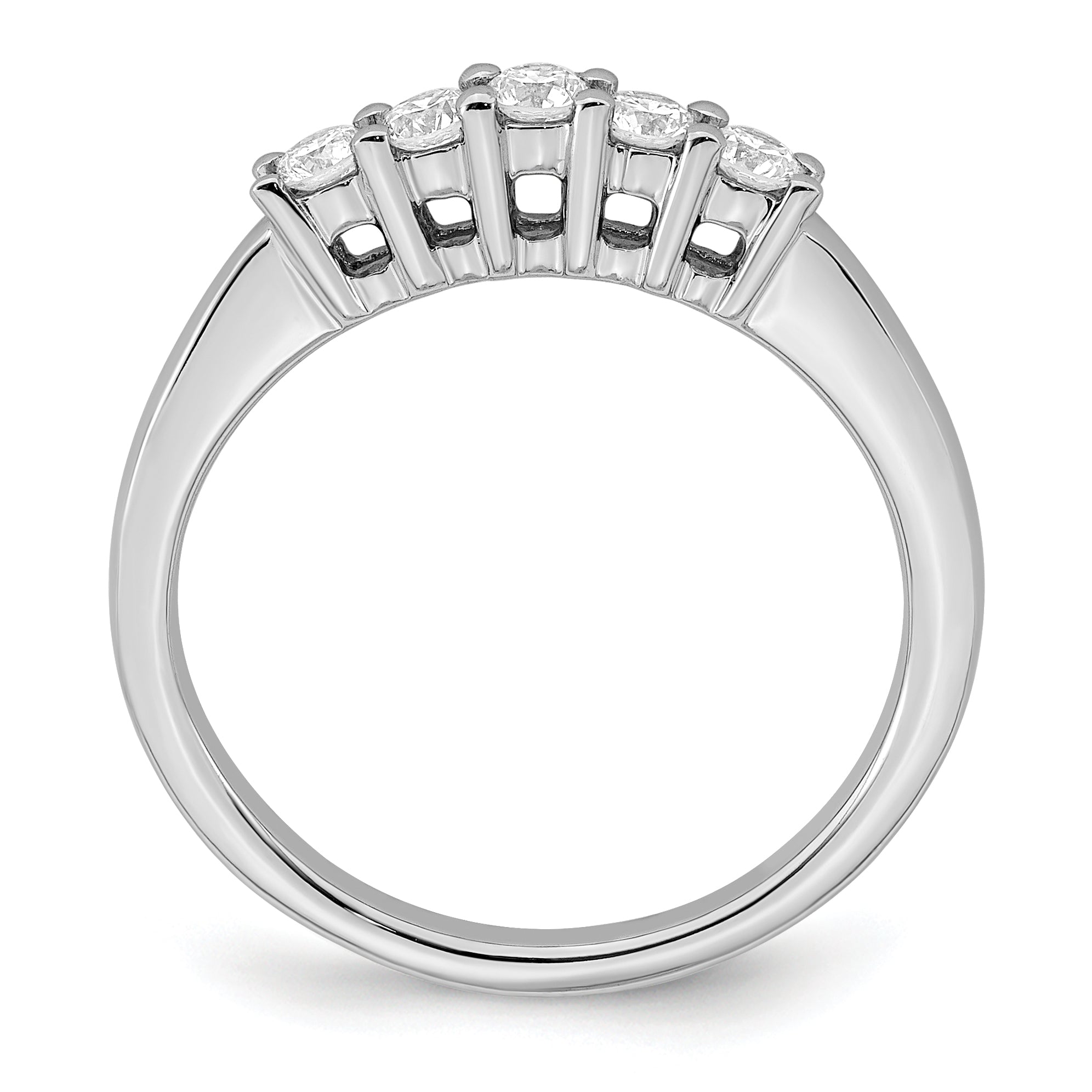 0.33ct. CZ Solid Real 14K White Gold 5-Stone Wedding Band Ring