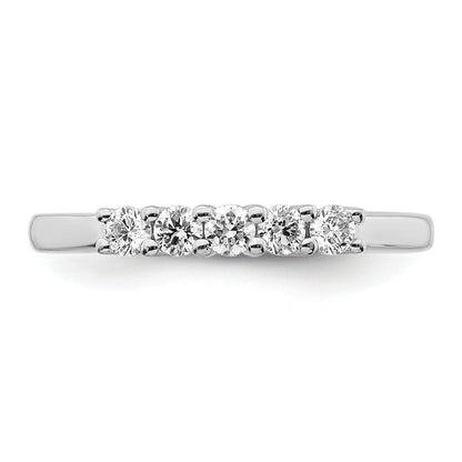 0.33ct. CZ Solid Real 14K White Gold 5-Stone Wedding Band Ring
