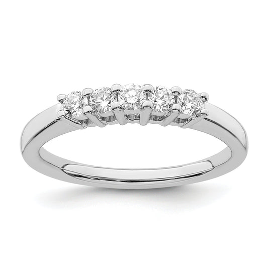 0.33ct. CZ Solid Real 14K White Gold 5-Stone Wedding Band Ring
