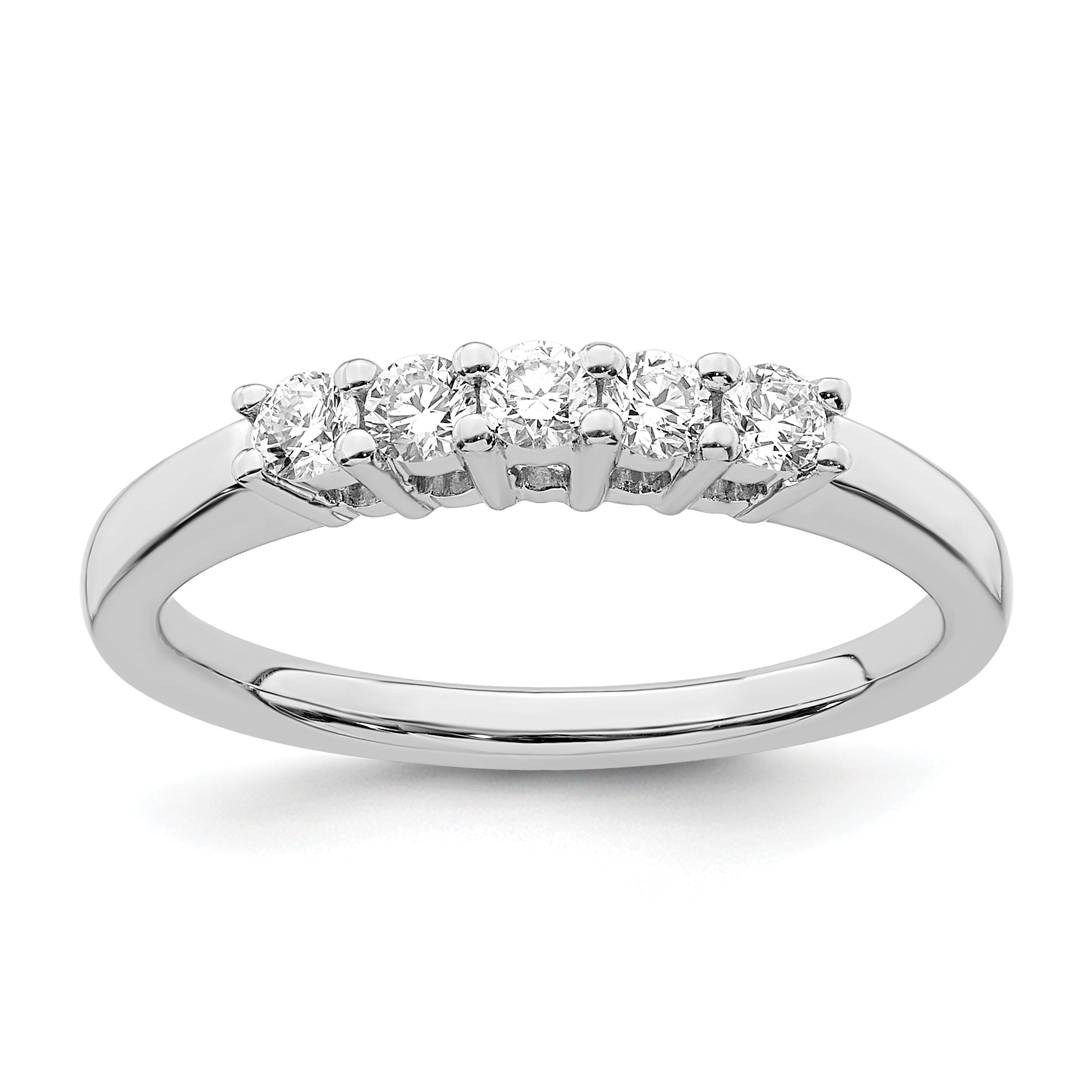 0.33ct. CZ Solid Real 14K White Gold 5-Stone Wedding Band Ring