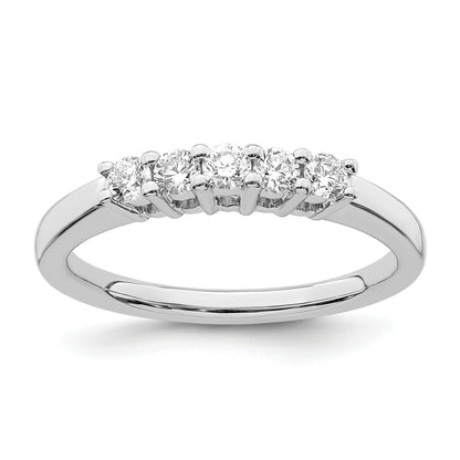 0.33ct. CZ Solid Real 14K White Gold 5-Stone Wedding Band Ring