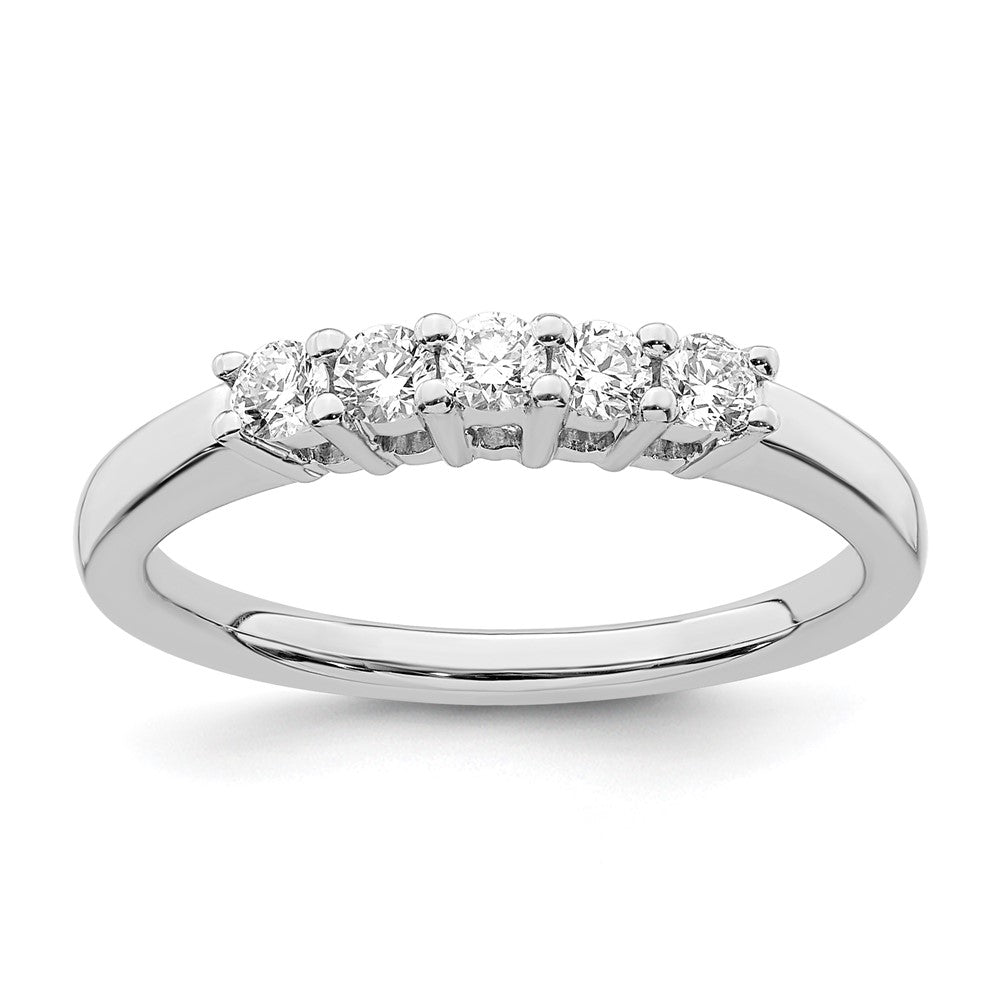 14K White Gold 5-Stone Real Diamond Band