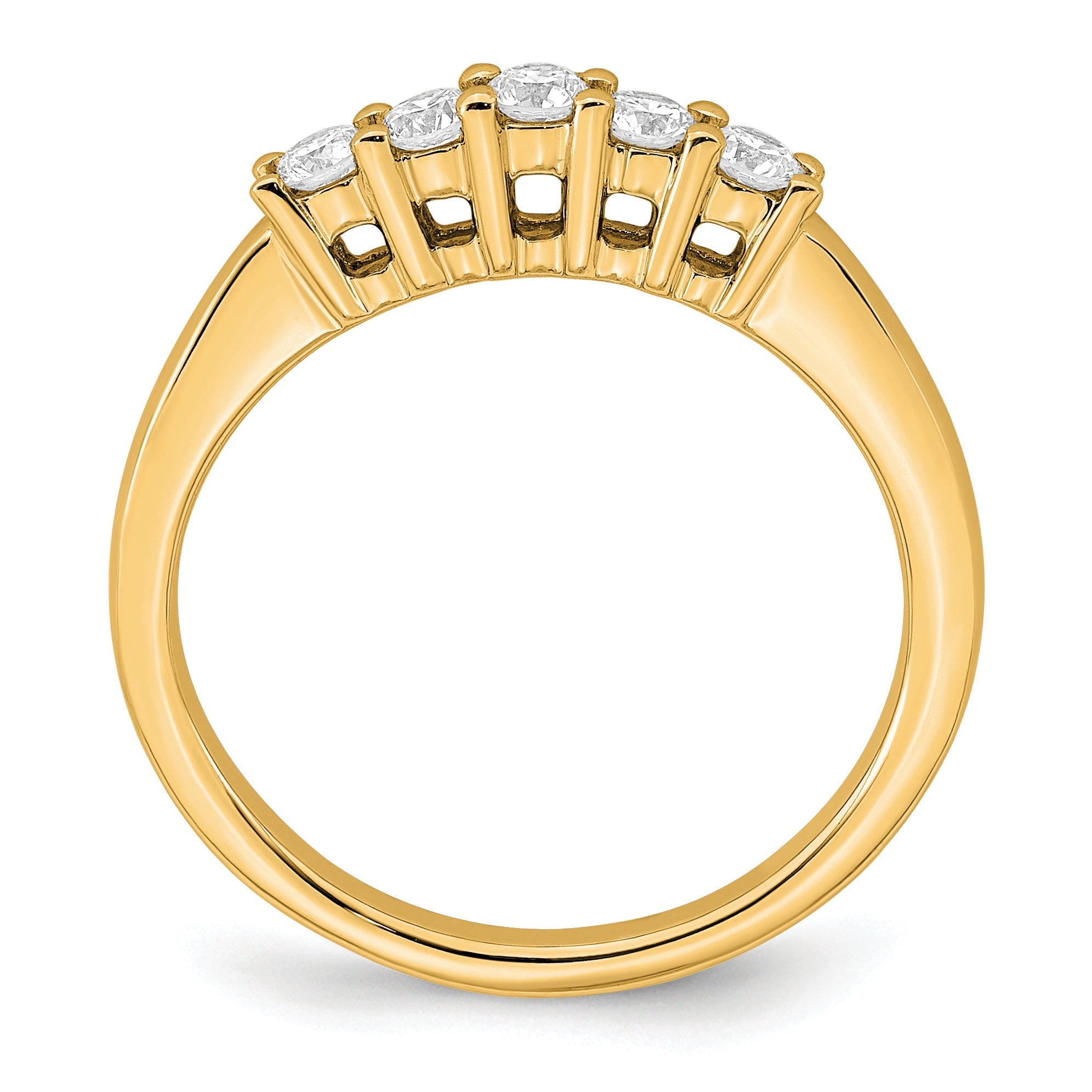 0.33ct. CZ Solid Real 14K Yellow Gold 5-Stone Wedding Band Ring