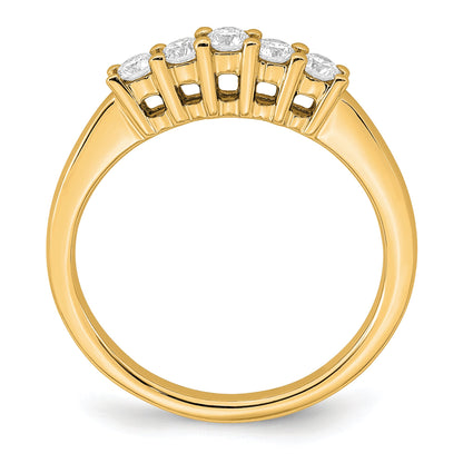 0.33ct. CZ Solid Real 14K Yellow Gold 5-Stone Wedding Band Ring