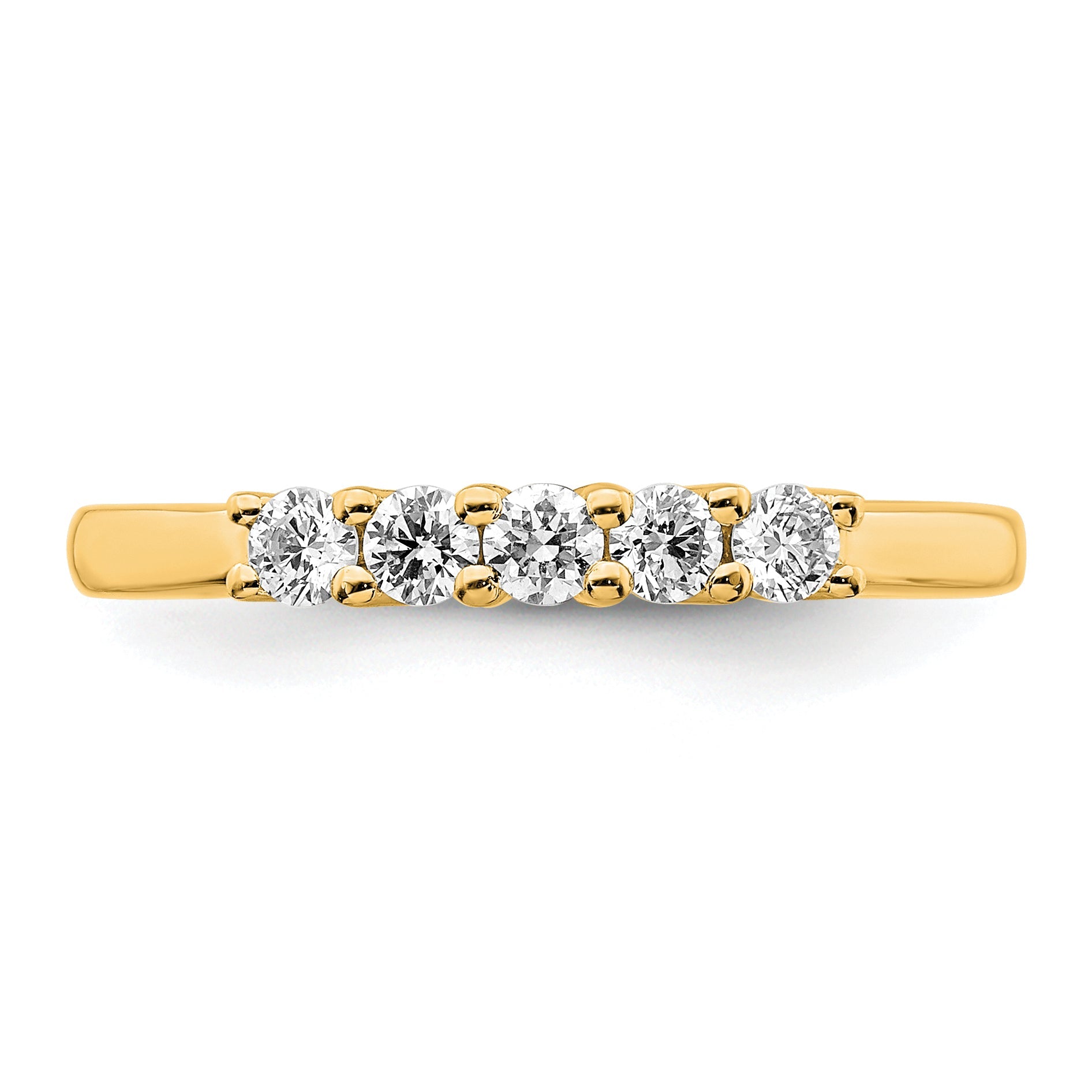 0.33ct. CZ Solid Real 14K Yellow Gold 5-Stone Wedding Band Ring