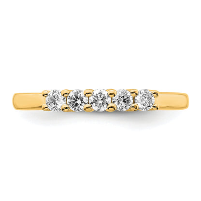 0.33ct. CZ Solid Real 14K Yellow Gold 5-Stone Wedding Band Ring