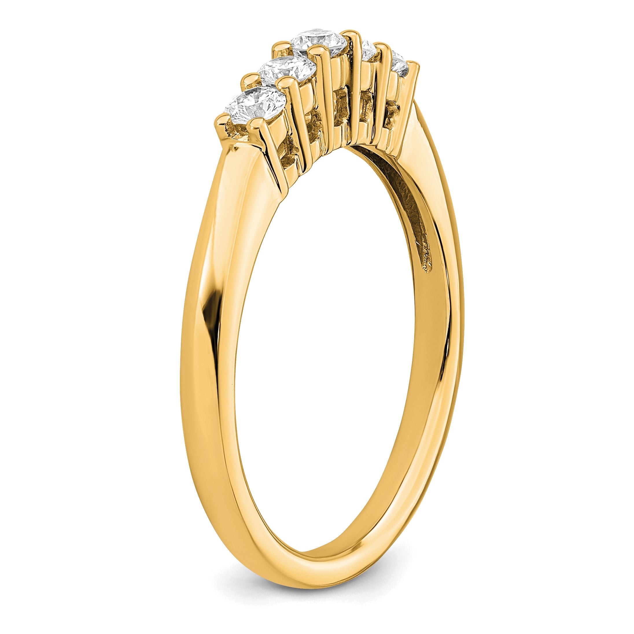 0.33ct. CZ Solid Real 14K Yellow Gold 5-Stone Wedding Band Ring