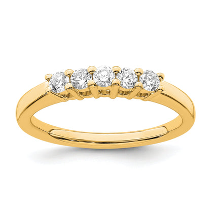 0.33ct. CZ Solid Real 14K Yellow Gold 5-Stone Wedding Band Ring