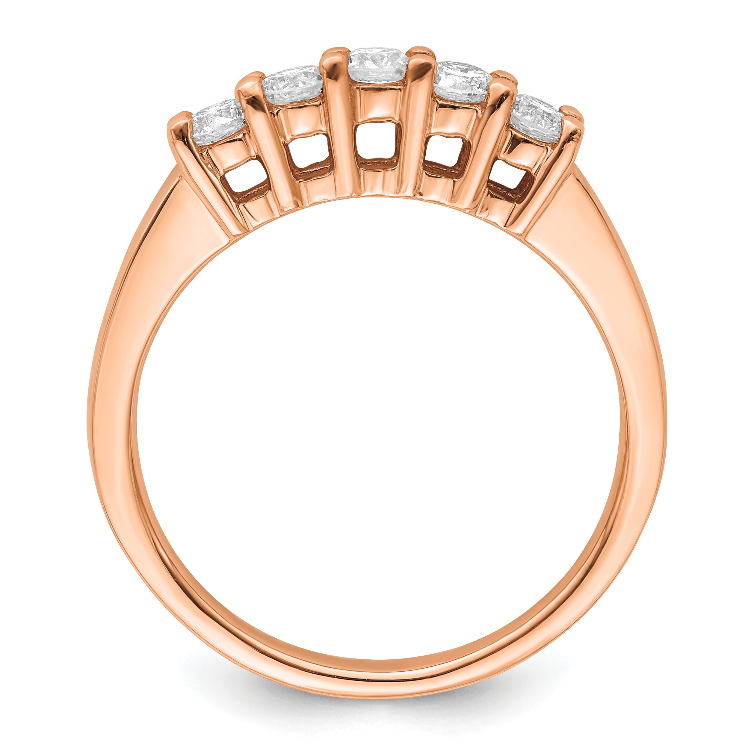 0.50ct. CZ Solid Real 14kr 5-Stone Wedding Band Ring
