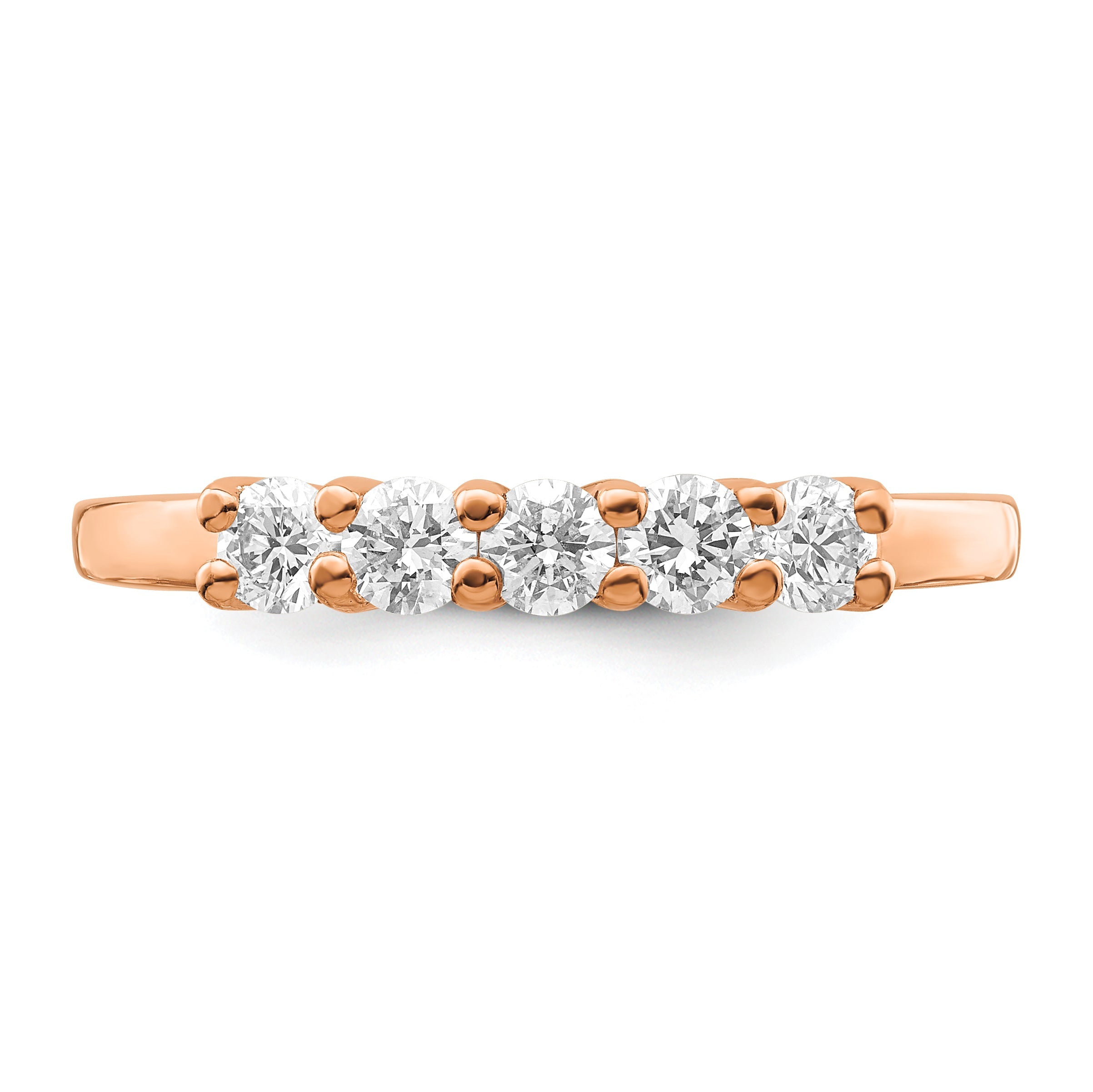 0.50ct. CZ Solid Real 14kr 5-Stone Wedding Band Ring