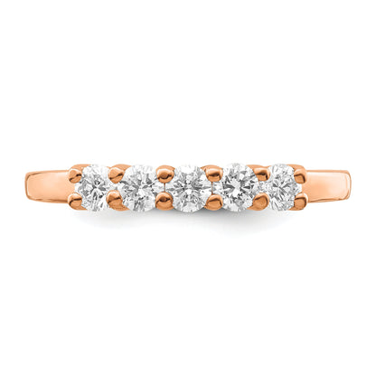 0.50ct. CZ Solid Real 14kr 5-Stone Wedding Band Ring