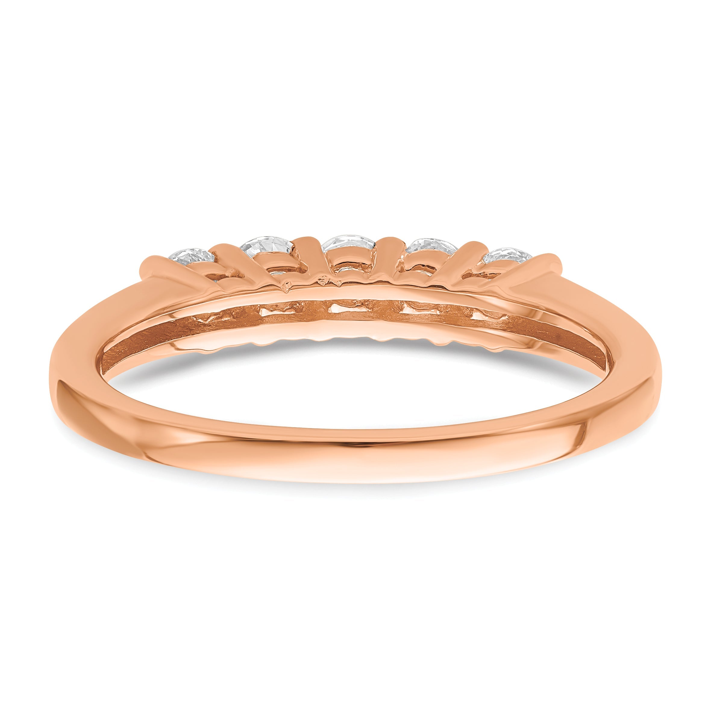 0.50ct. CZ Solid Real 14kr 5-Stone Wedding Band Ring