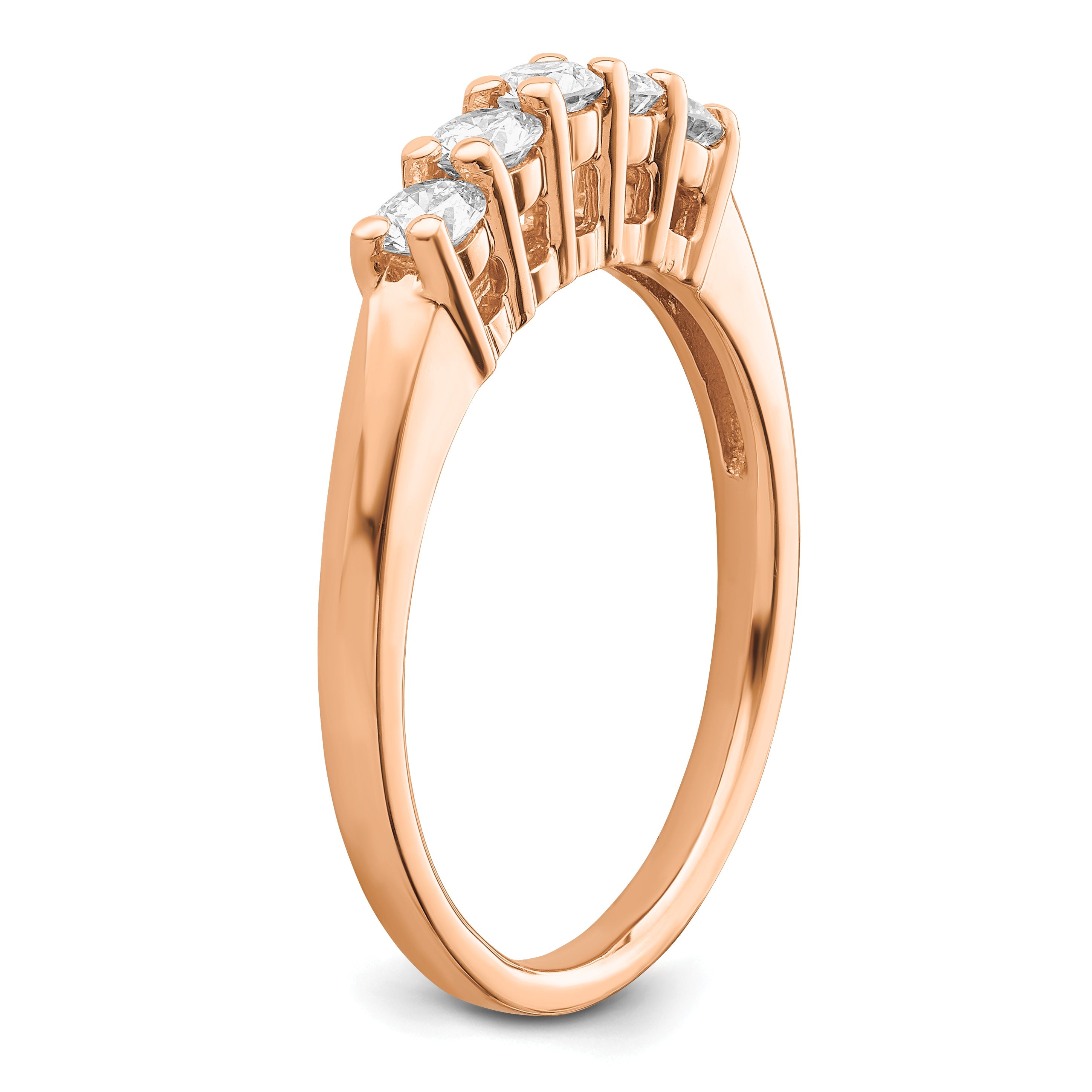 0.50ct. CZ Solid Real 14kr 5-Stone Wedding Band Ring