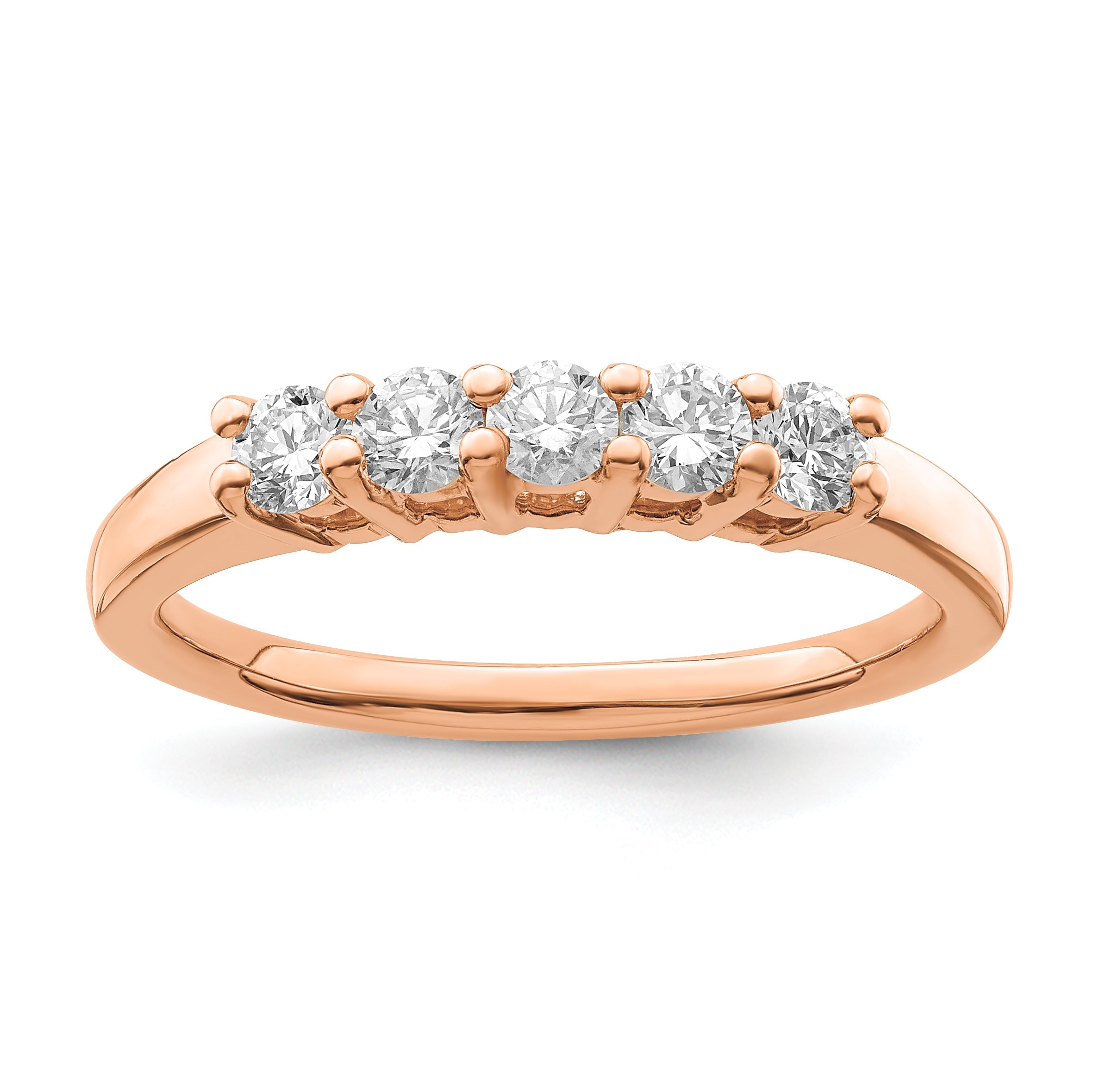 0.50ct. CZ Solid Real 14kr 5-Stone Wedding Band Ring