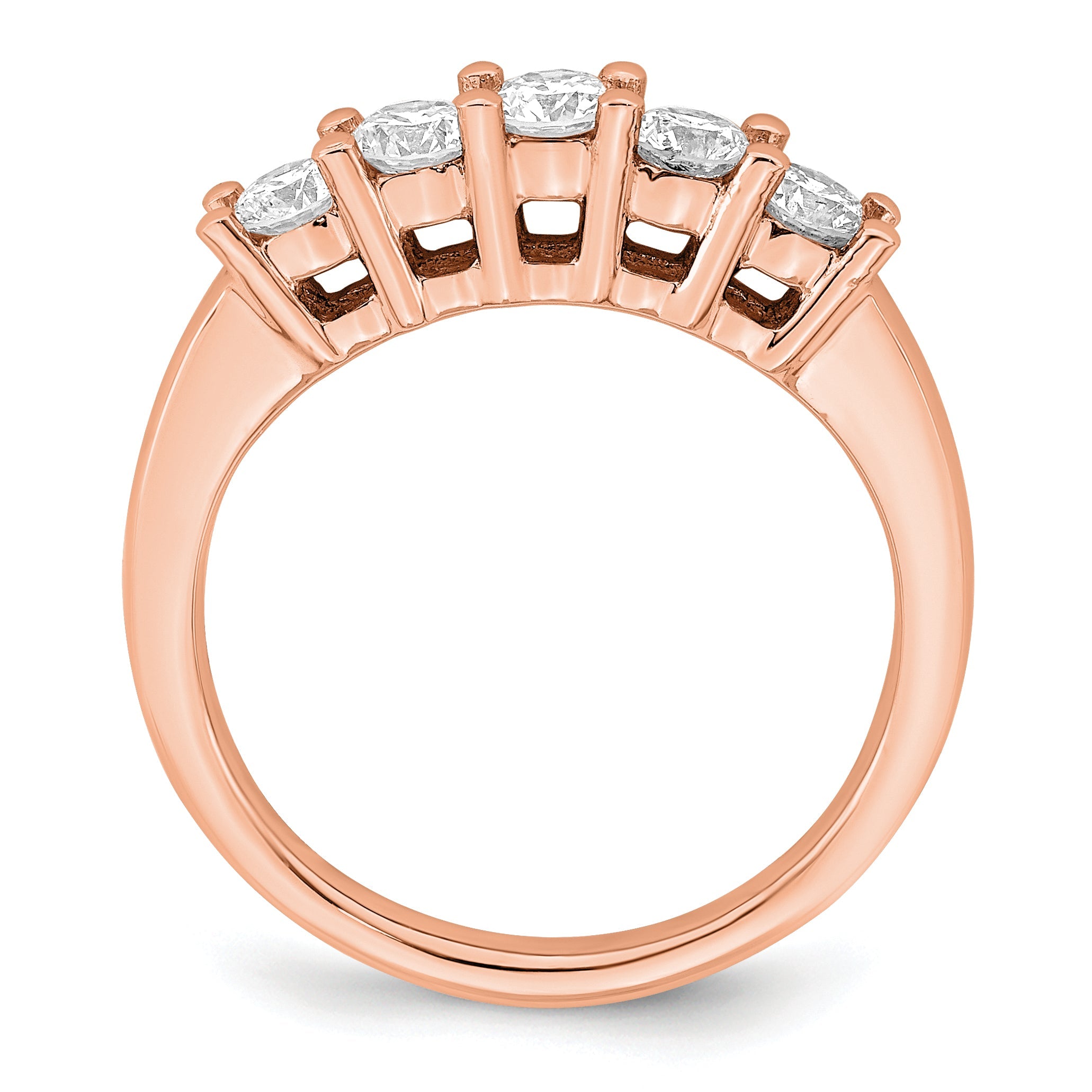 0.75ct. CZ Solid Real 14kr 5-Stone Wedding Band Ring