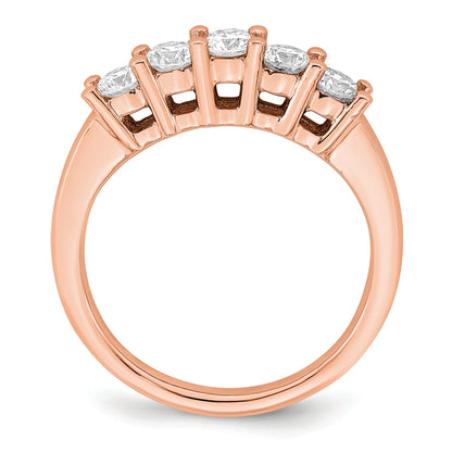 0.75ct. CZ Solid Real 14kr 5-Stone Wedding Band Ring