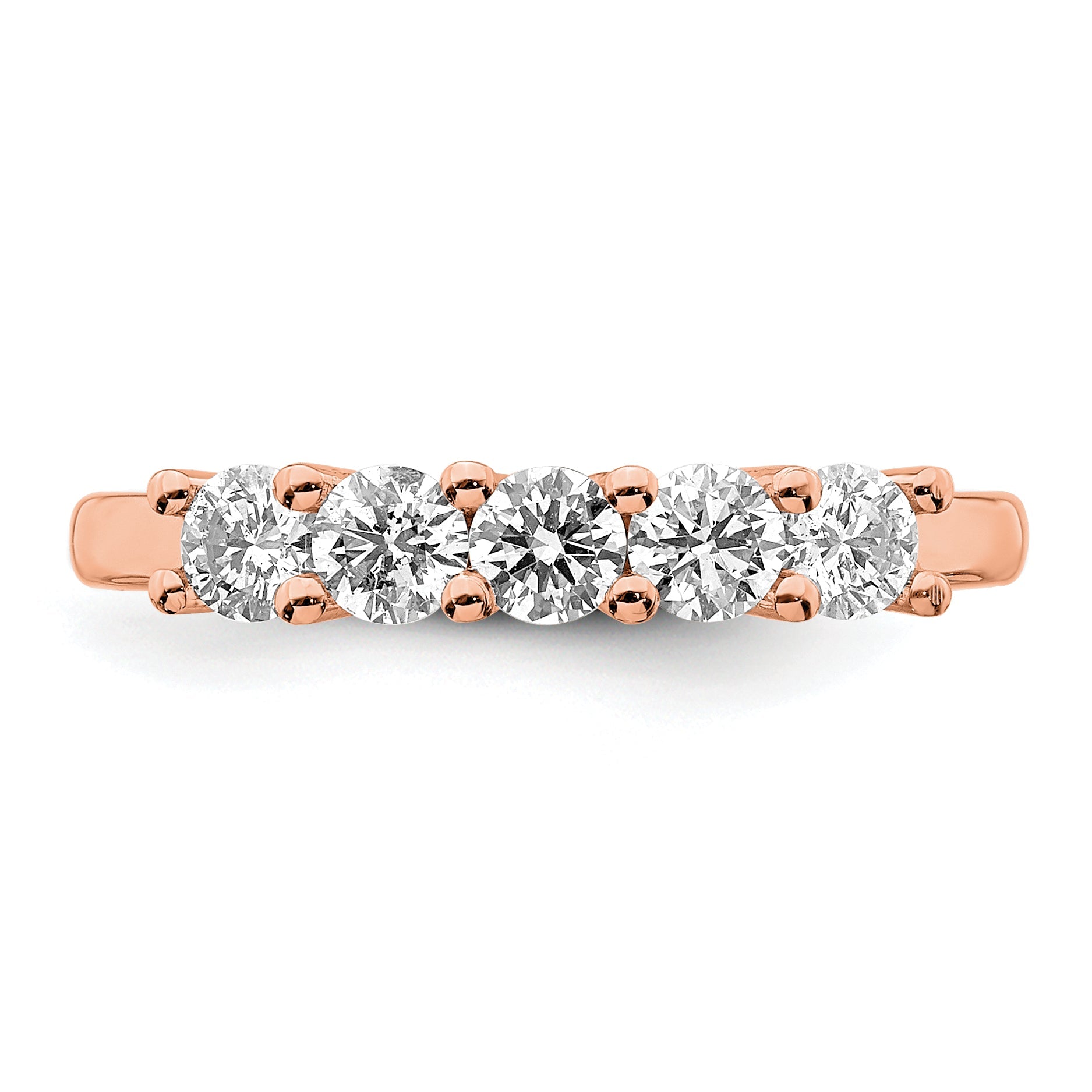 0.75ct. CZ Solid Real 14kr 5-Stone Wedding Band Ring