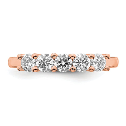 0.75ct. CZ Solid Real 14kr 5-Stone Wedding Band Ring