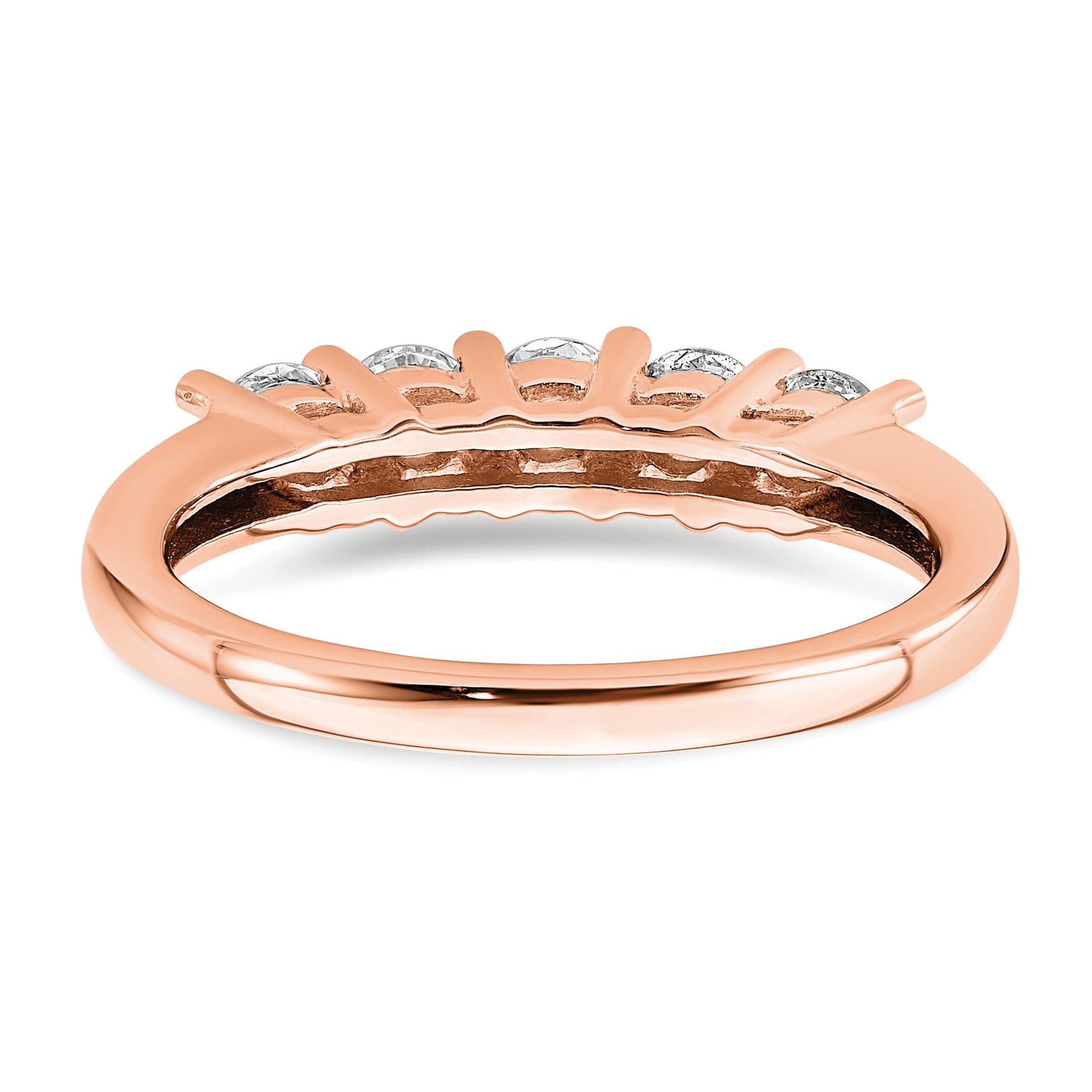 0.75ct. CZ Solid Real 14kr 5-Stone Wedding Band Ring