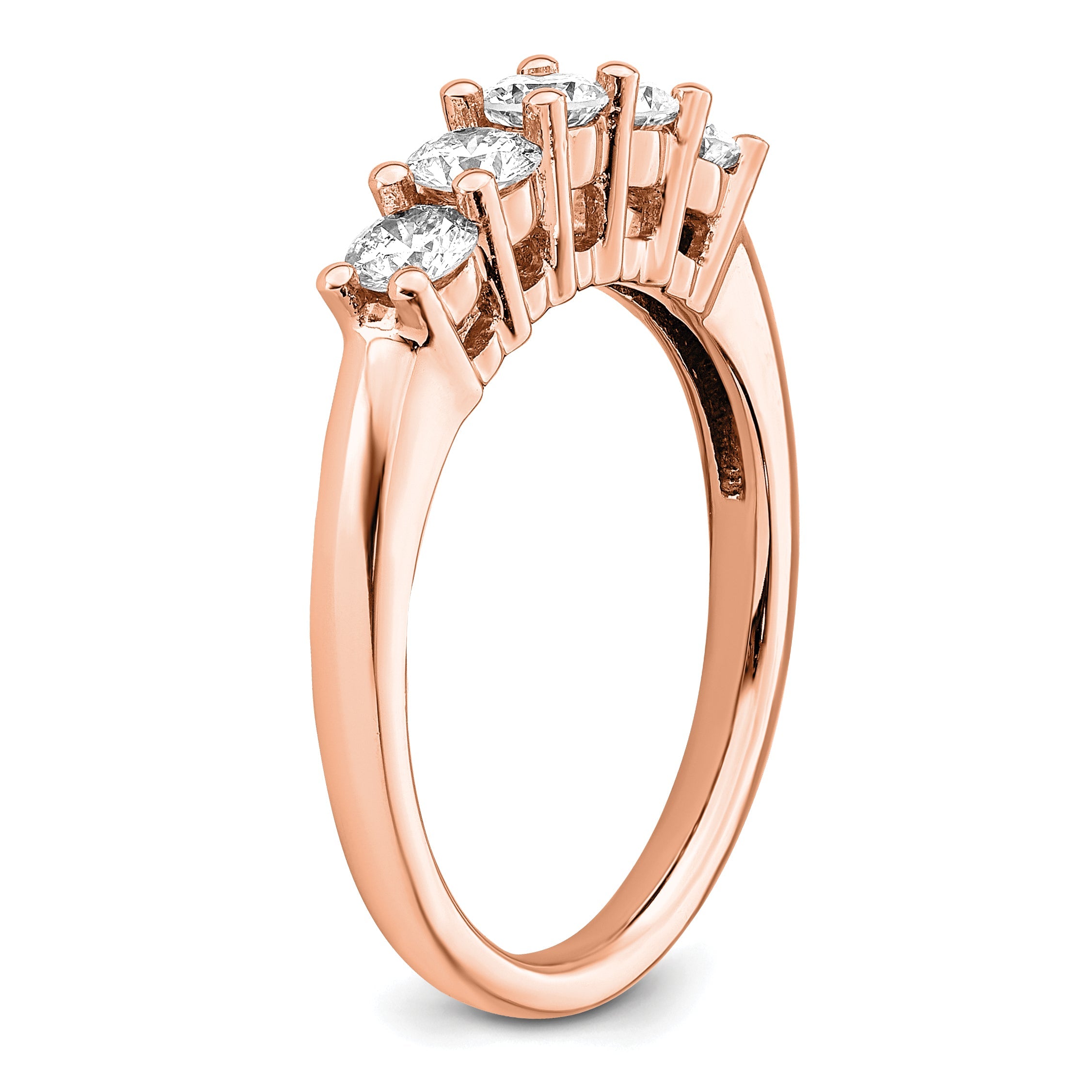 0.75ct. CZ Solid Real 14kr 5-Stone Wedding Band Ring