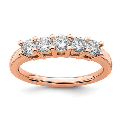 0.75ct. CZ Solid Real 14kr 5-Stone Wedding Band Ring