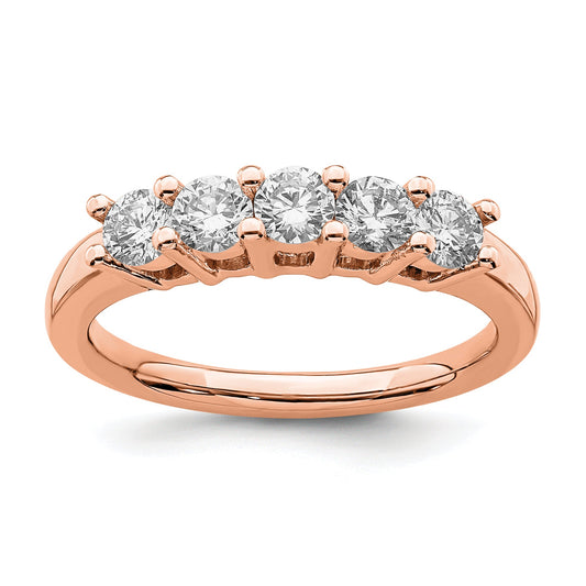 0.75ct. CZ Solid Real 14kr 5-Stone Wedding Band Ring