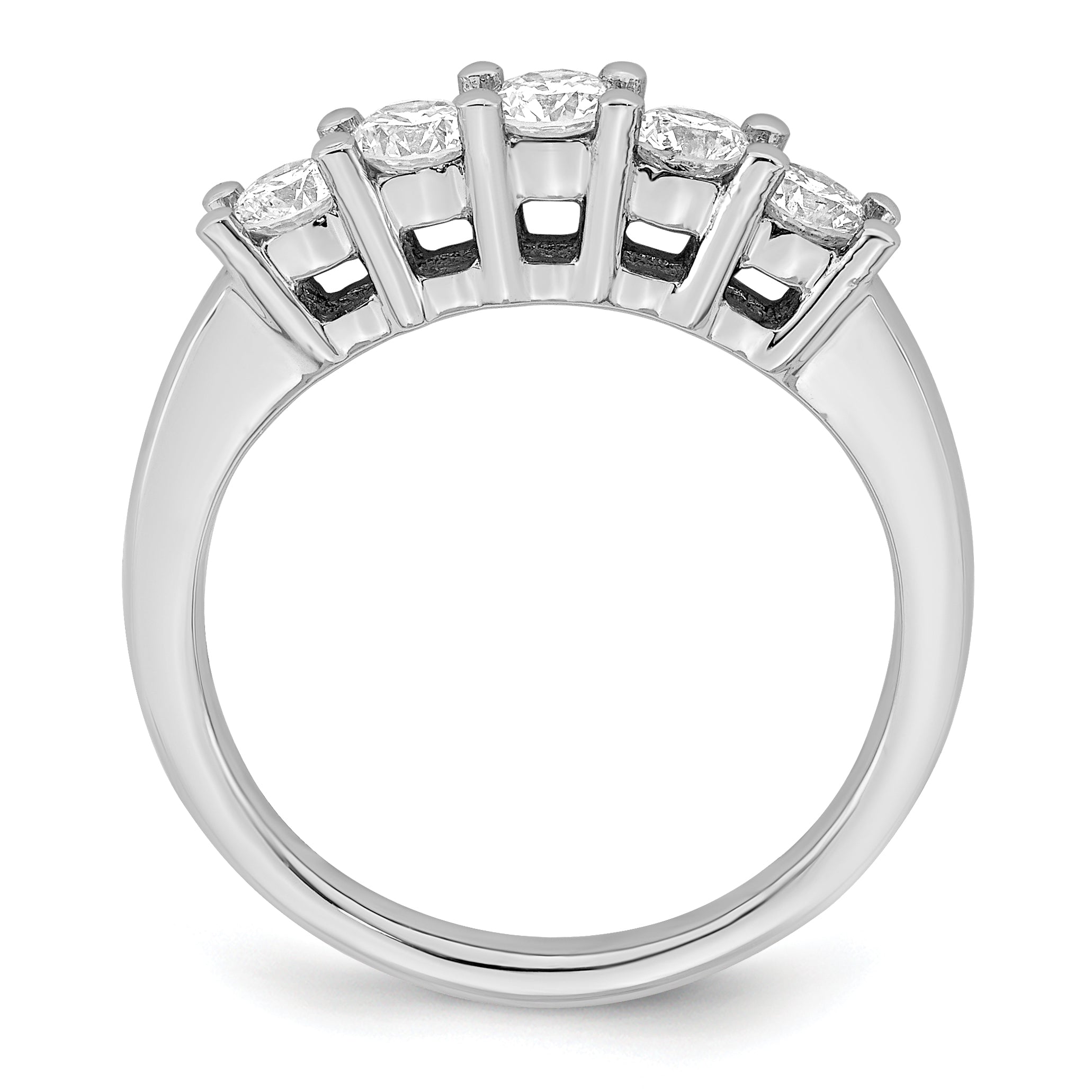 0.75ct. CZ Solid Real 14K White Gold 5-Stone Wedding Band Ring