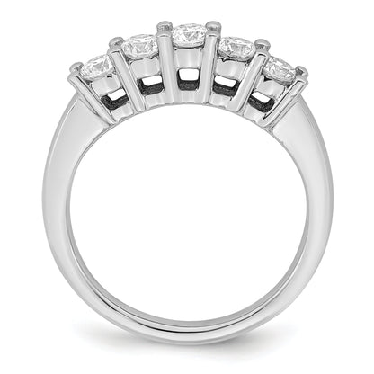 0.75ct. CZ Solid Real 14K White Gold 5-Stone Wedding Band Ring