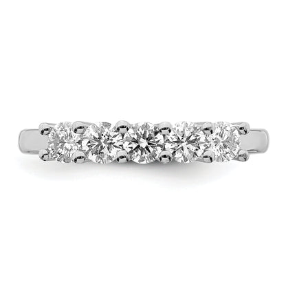 0.75ct. CZ Solid Real 14K White Gold 5-Stone Wedding Band Ring