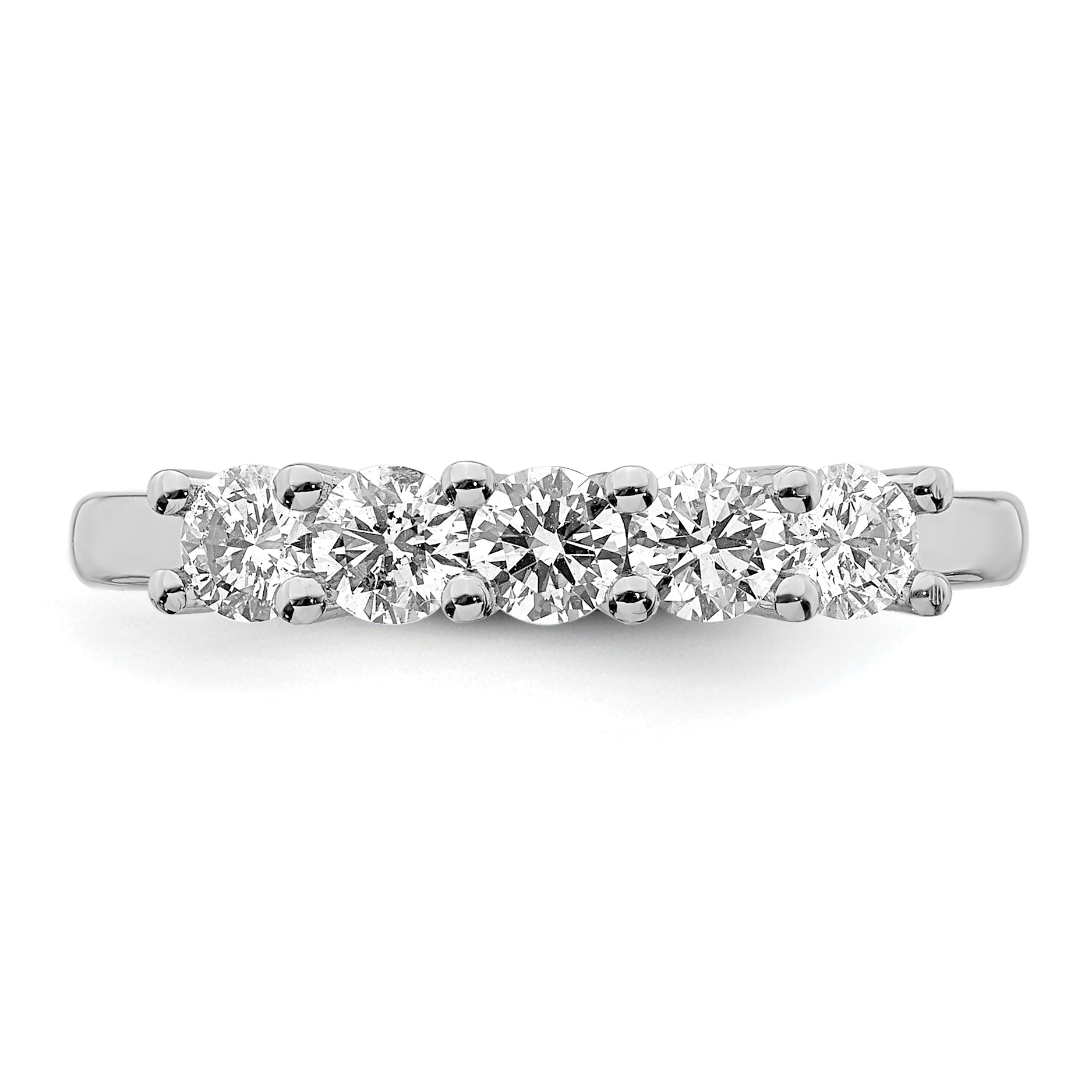 0.75ct. CZ Solid Real 14K White Gold 5-Stone Wedding Band Ring