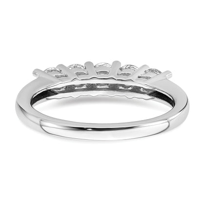 0.75ct. CZ Solid Real 14K White Gold 5-Stone Wedding Band Ring